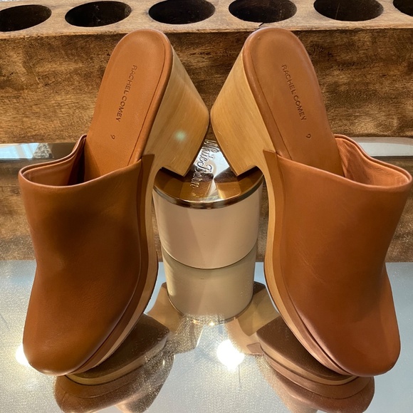 Rachel Comey Bose Clog Size 9 Cognac Leather Wood Platform - Picture 5 of 14